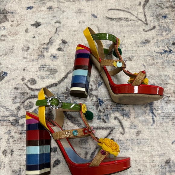 Dolce & Gabbana Red and Yellow Floral Heels - Picture 9 of 9